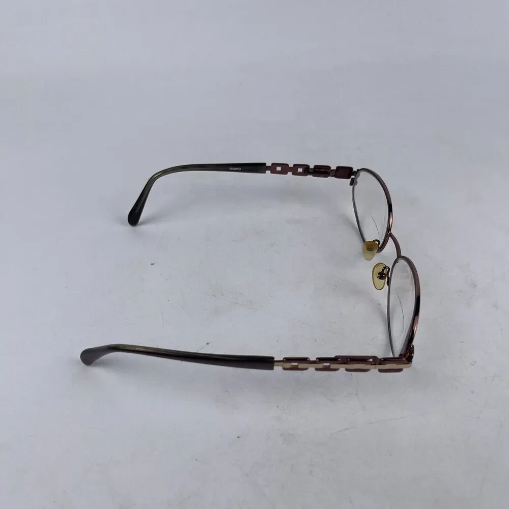 Tempo 001 Eyeglasses Frame Womens Bronze Gold‎ Metal Oval 53-19-140